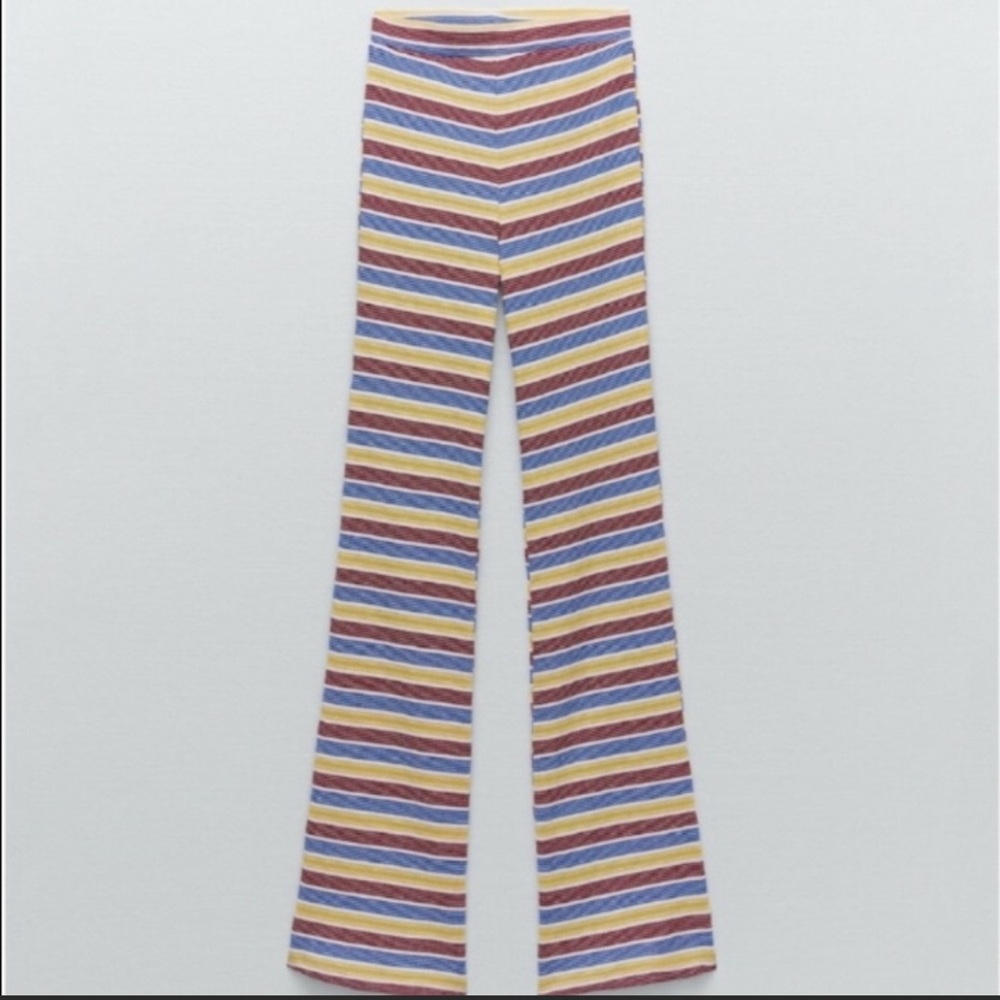 NWT Zara knot flare stripped stretch pants
